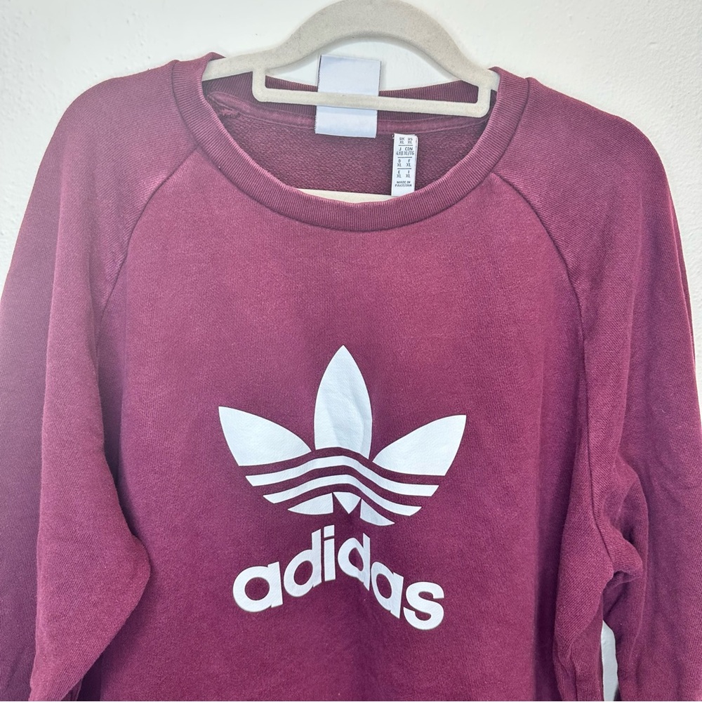 Adidas Burgundy White Logo Sweatshirt Size XLarge - Picture 3 of 9